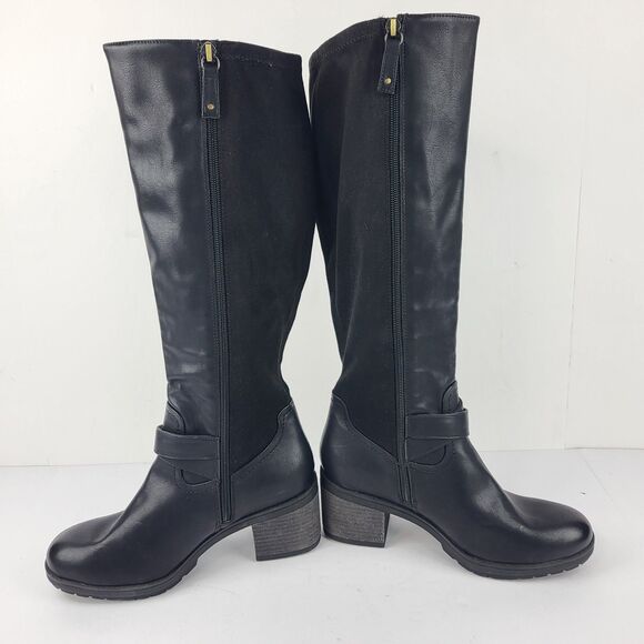 Dr. Scholls Prairie Boots Knee High Faux Leather Riding Black Size 9M - Picture 10 of 13